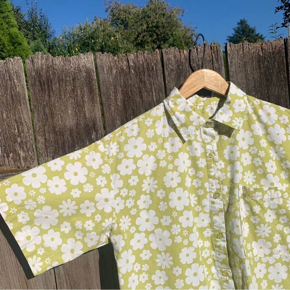 Darling Lime Green Floral Button Up